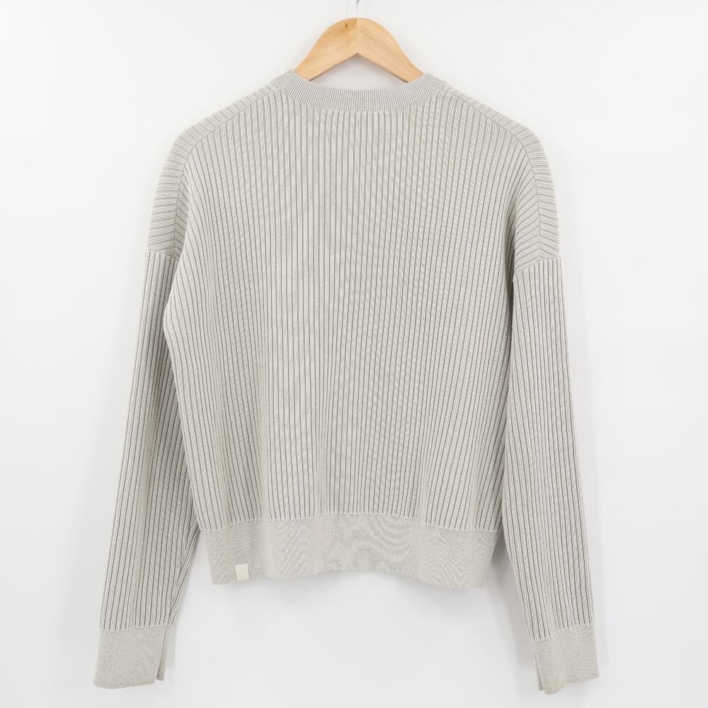 Lululemon Women's Cotton Blend Ribbed Long Sleeve Sweater Bone/Off White Sz S - Picture 2 of 8